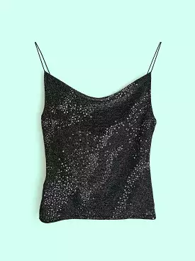 PROMOD Cowl Neck Spaghetti Straps Glitter Top - size M