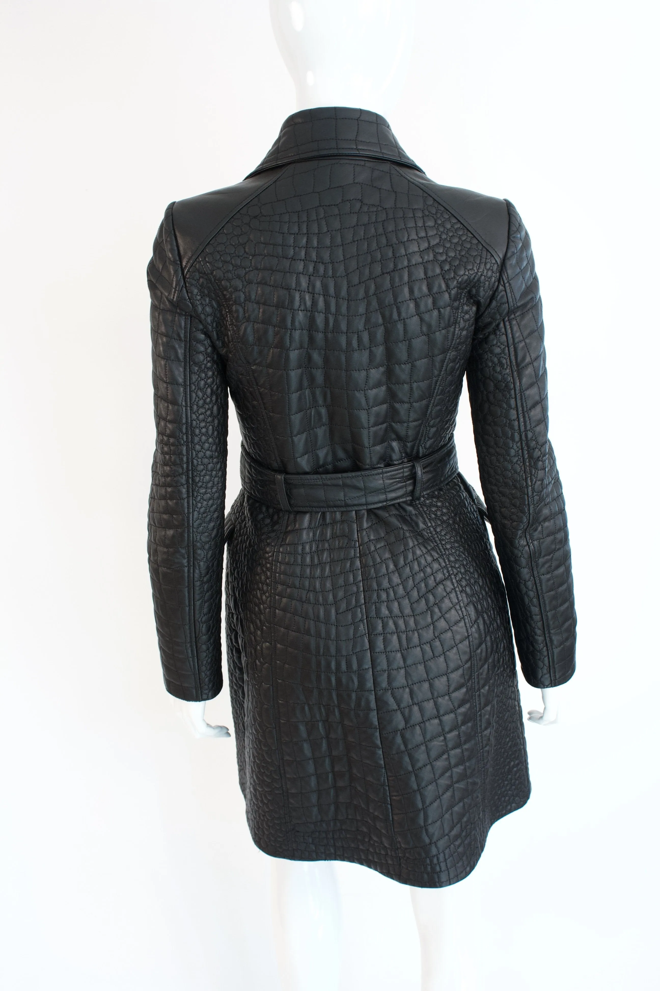 Rare VERSACE Crocodile Effect Leather Coat