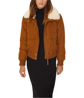 Sanctuary Clothing Womens Faux Fur Trim Aviator Jacket