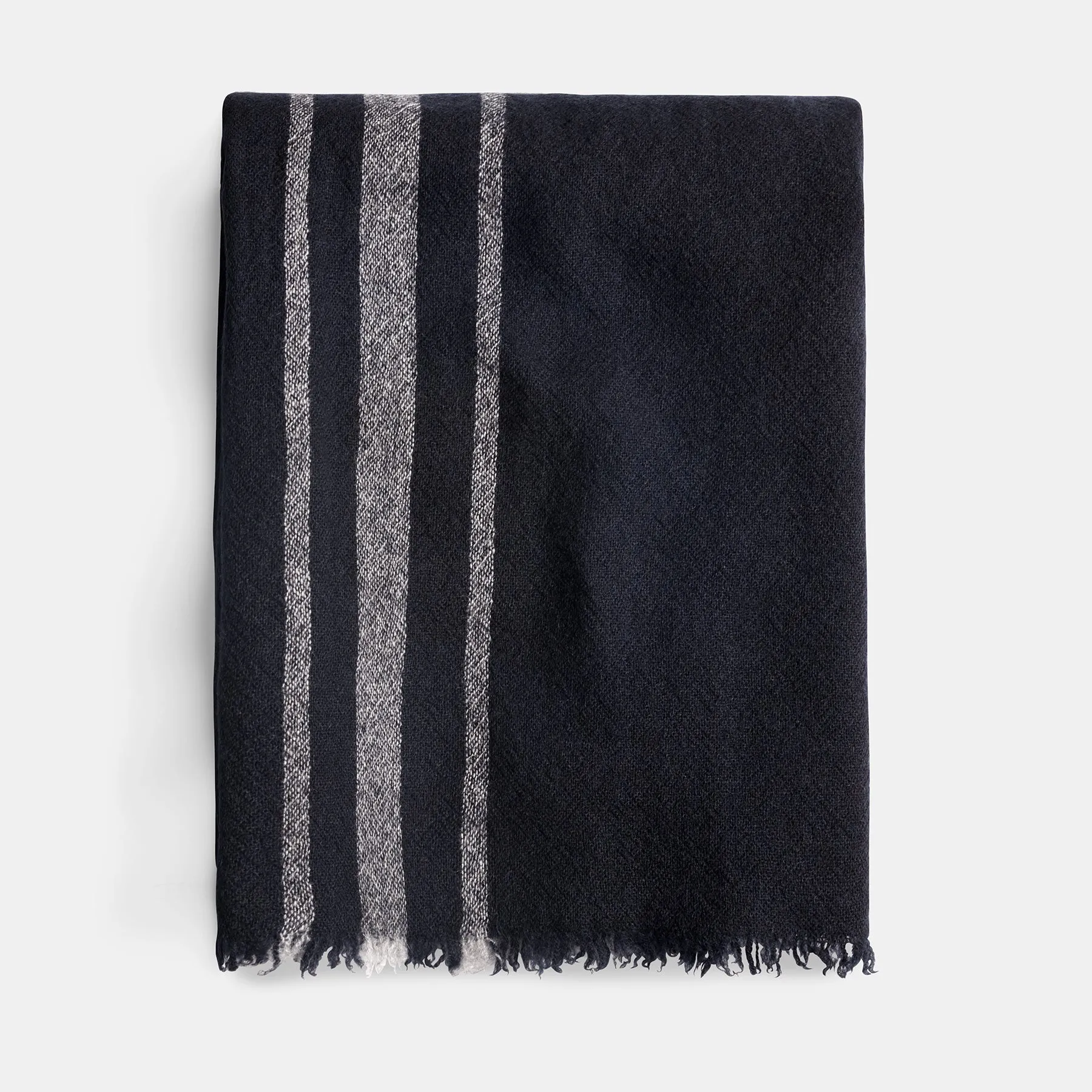 Sarti Cashmere Striped Scarf - Navy/Grey