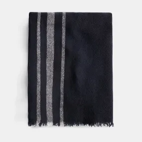 Sarti Cashmere Striped Scarf - Navy/Grey