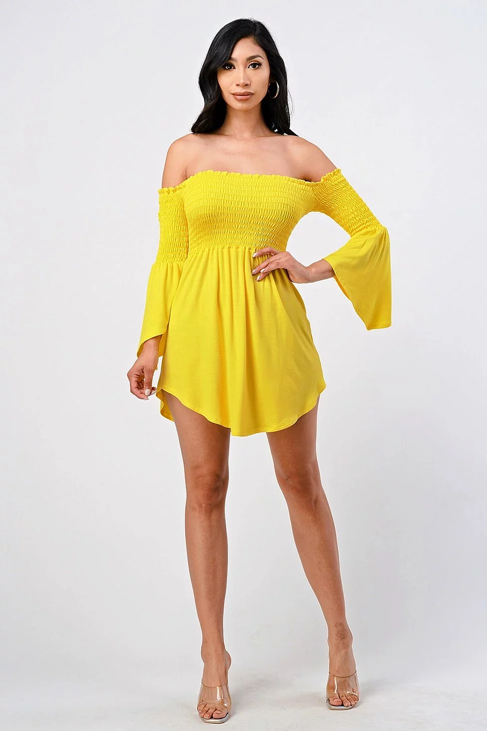 Sasha Off-Shoulder Mini Dress Yellow