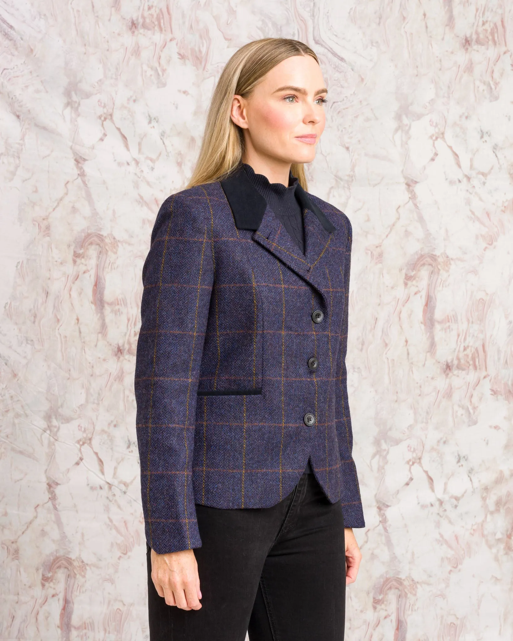 Sasha Tweed Jacket - Prussian Purple Check