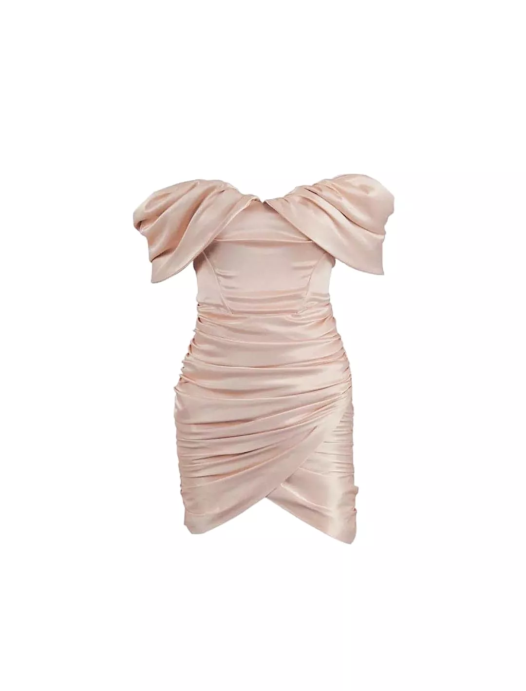 Satin Draped Bodycon Off Shoulder Mini Dress