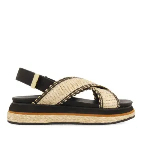 SPORTS SANDALS WITH RAFIA STRAPS AND PLATFORM FOR WOMEN ODRIE