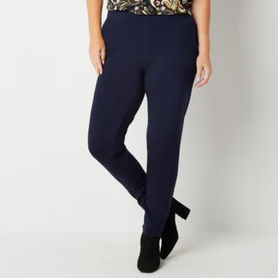 St. John's Bay-Plus Ponte Womens Mid Rise Skinny Pull-On Pants