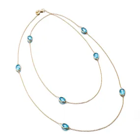 Station Necklace in Swiss Blue Topaz