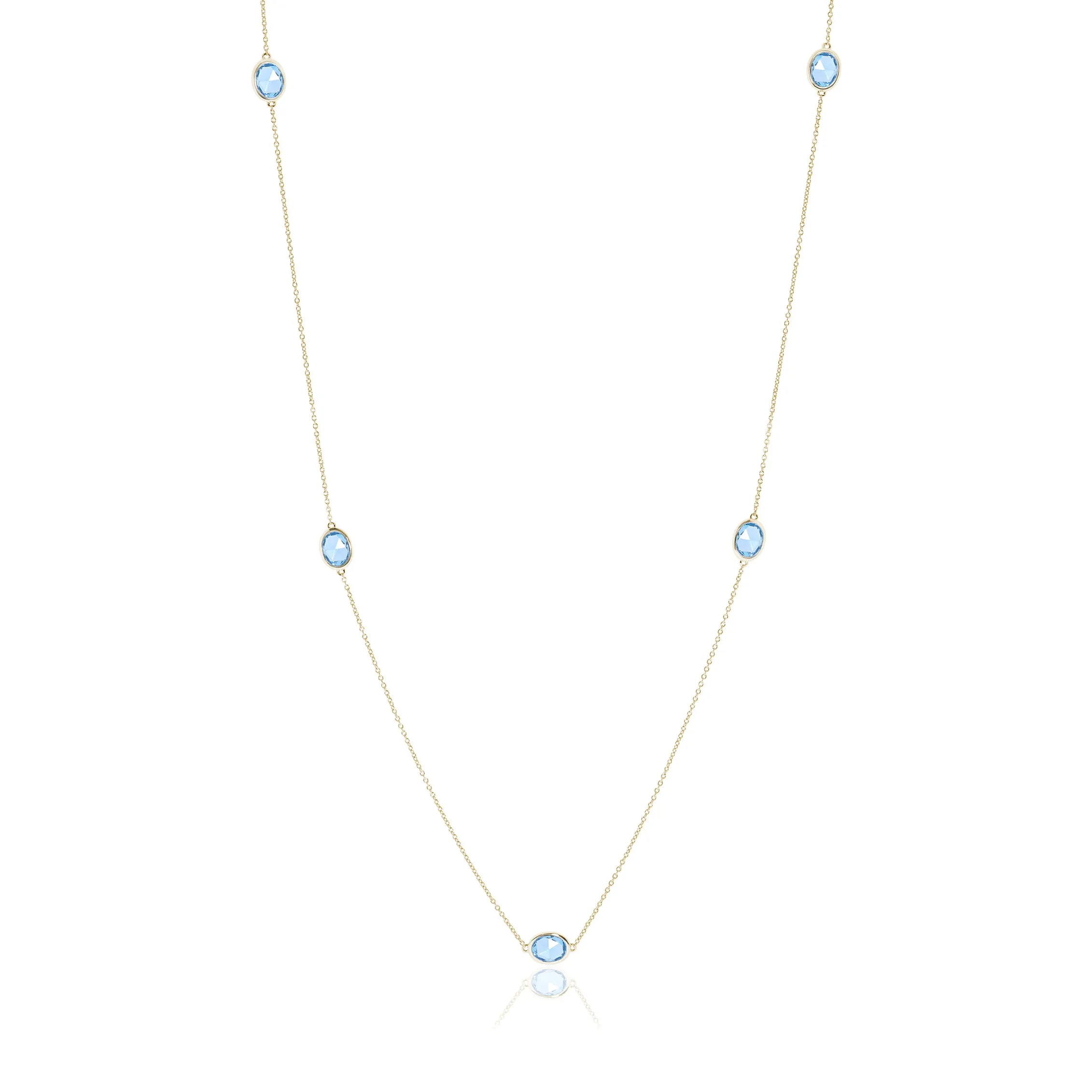 Station Necklace in Swiss Blue Topaz