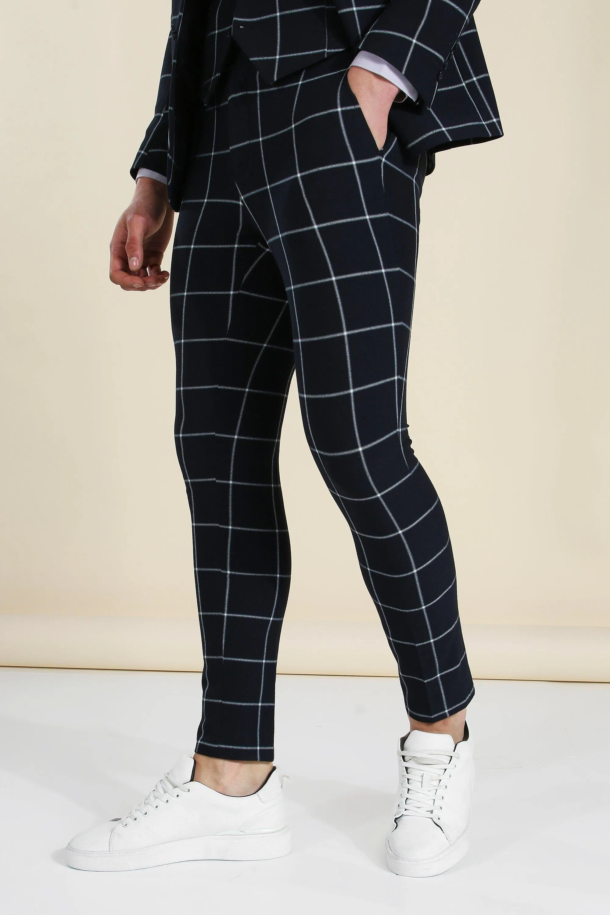 Super Skinny Large Check Suit Pants