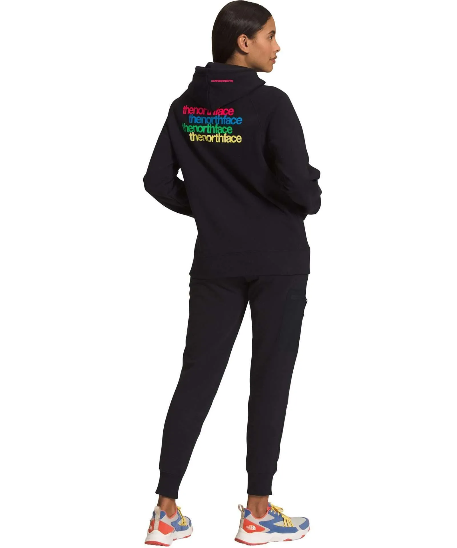 The North Face Women’s Graphic Injection Hoodie – TNF Black/Brilliant Coral