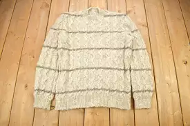 Vintage 1980s 100% Wool Cable Knit Sweater / Vintage 80s Crewneck / Outdoorsman / Vintage Knit / Winter Sweatshirt