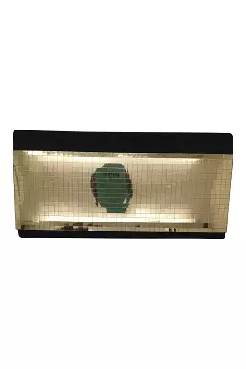 VINTAGE 1980s 1990s Black Fabric Gold Mosaic Front Envelope Clutch (S)