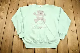 Vintage 1980s My Heart Is In Wisconsin Raglan Crewneck / Cartoon Teddy Bear Sweatshirt / Souvenir / Made In USA / Pullover Swe