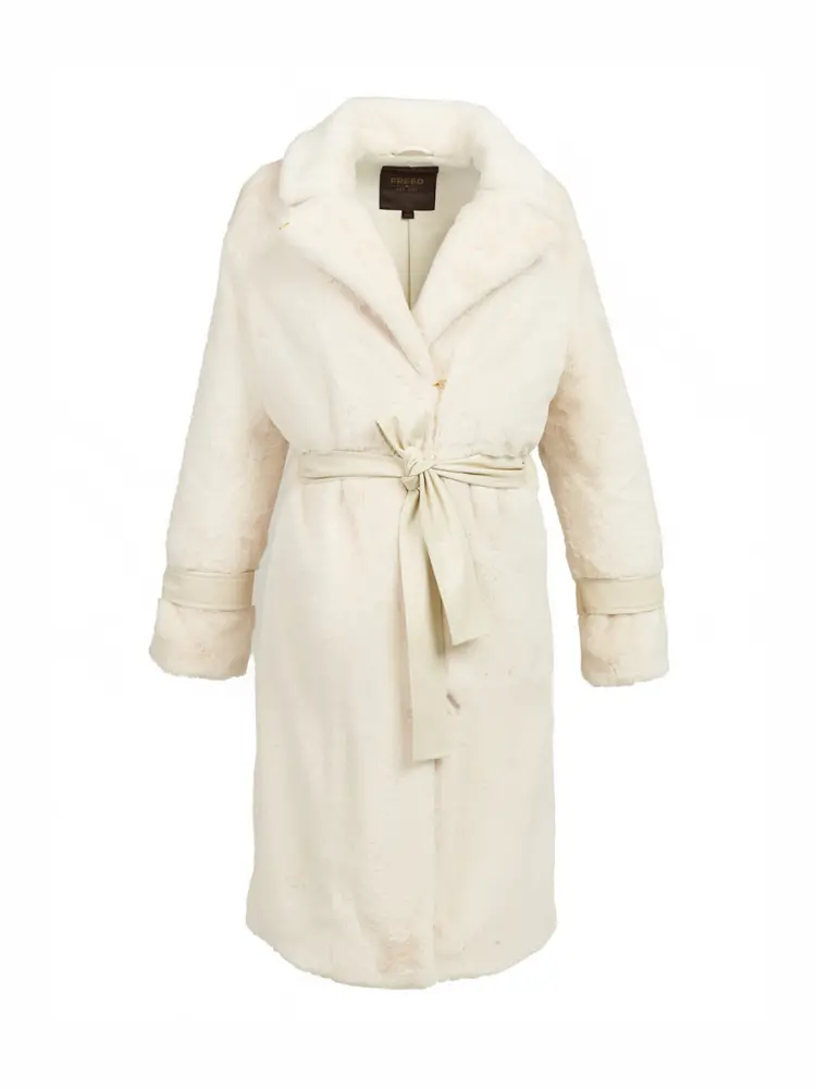 		Violet  Cream Faux Fur Coat	