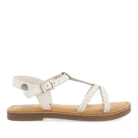 WHITE LEATHER SANDALS WITH BRAIDING FOR GIRL AND BOY CINISI