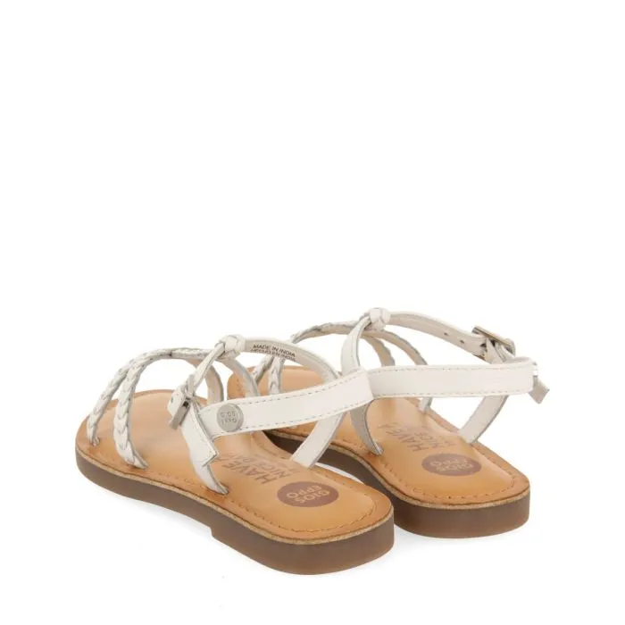 WHITE LEATHER SANDALS WITH BRAIDING FOR GIRL AND BOY CINISI