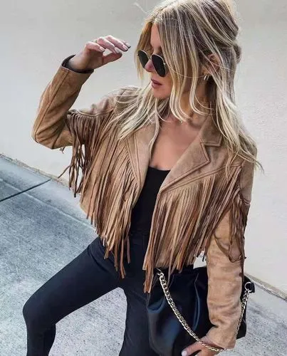 Women's Fashion Solid Color Tassel Placket Jacket