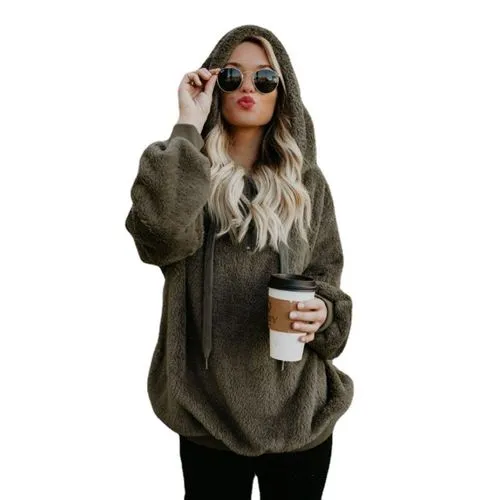 Women's Hoodie Long Sleeve T-shirts Pocket Zipper Simple Style Solid Color