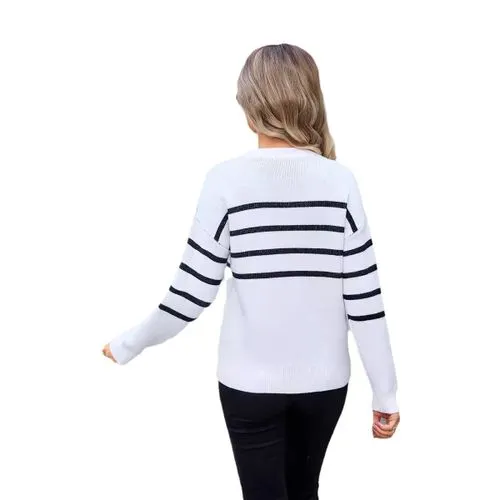 Women's Sweater Long Sleeve Sweaters & Cardigans Jacquard Streetwear Stripe Bow Knot