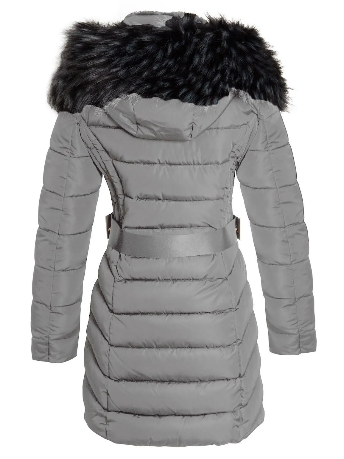 Womens Faux Fur Parka Coat, Off White, Black, Grey, UK Sizes 8 to 16