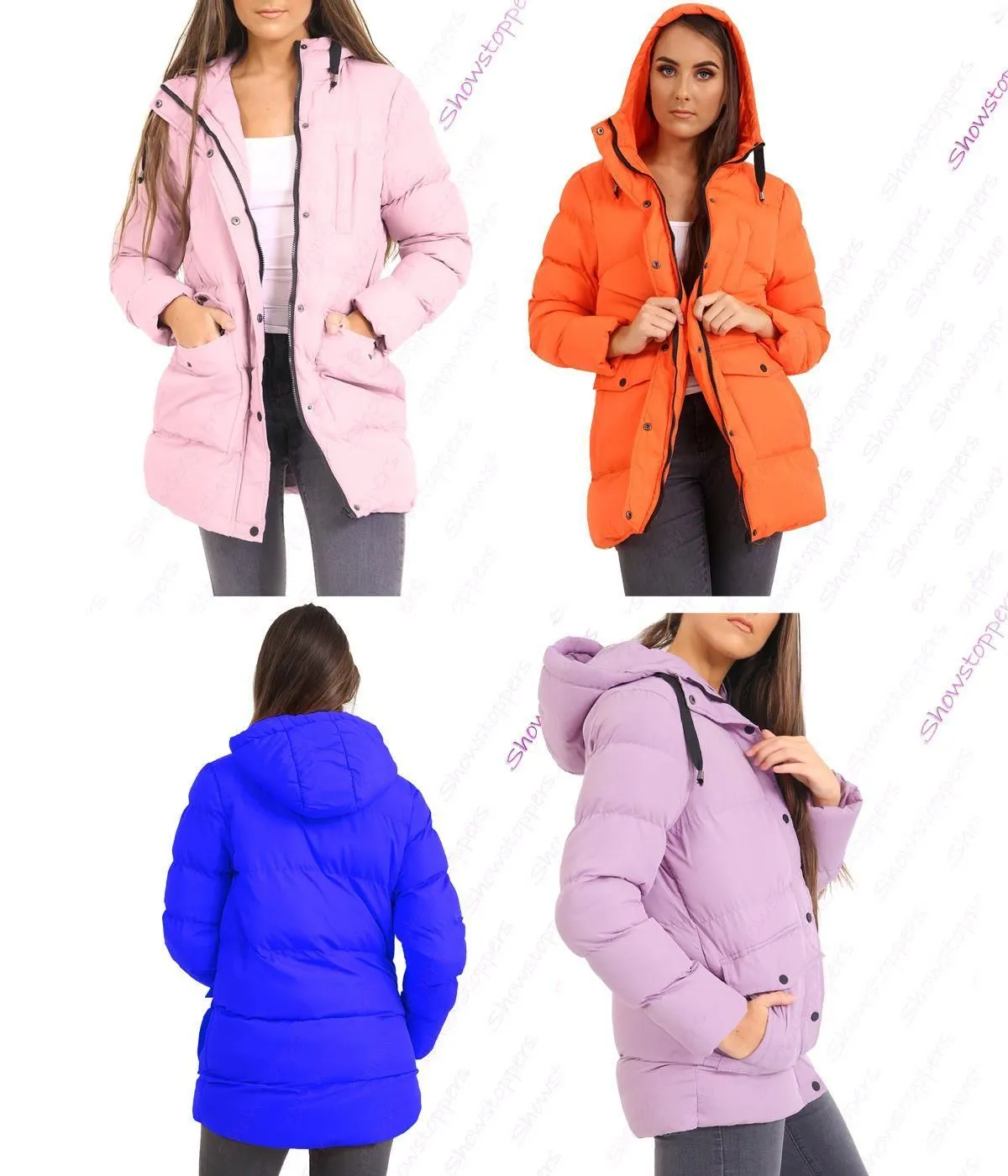 Womens Padded Coat Hooded Puffer Longline Parka Size 8 10 12 14 16