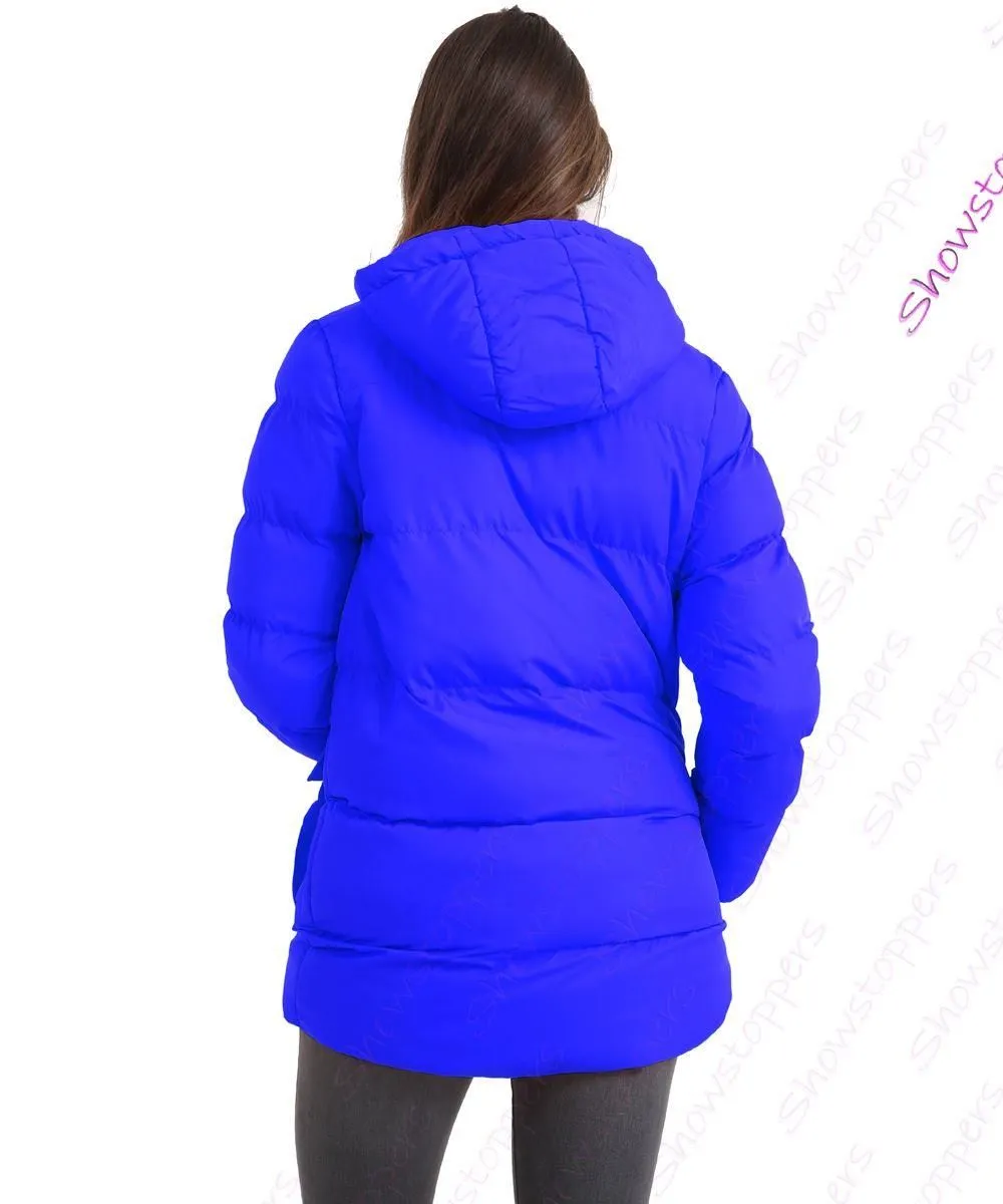 Womens Padded Coat Hooded Puffer Longline Parka Size 8 10 12 14 16