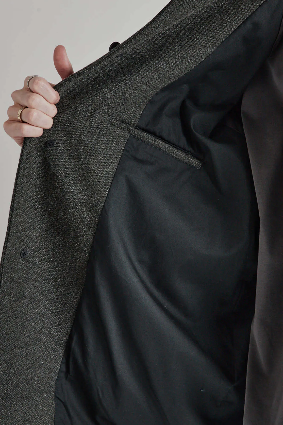 Wool/Nylon Half Coat - Khaki Gray