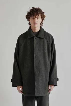 Wool/Nylon Half Coat - Khaki Gray