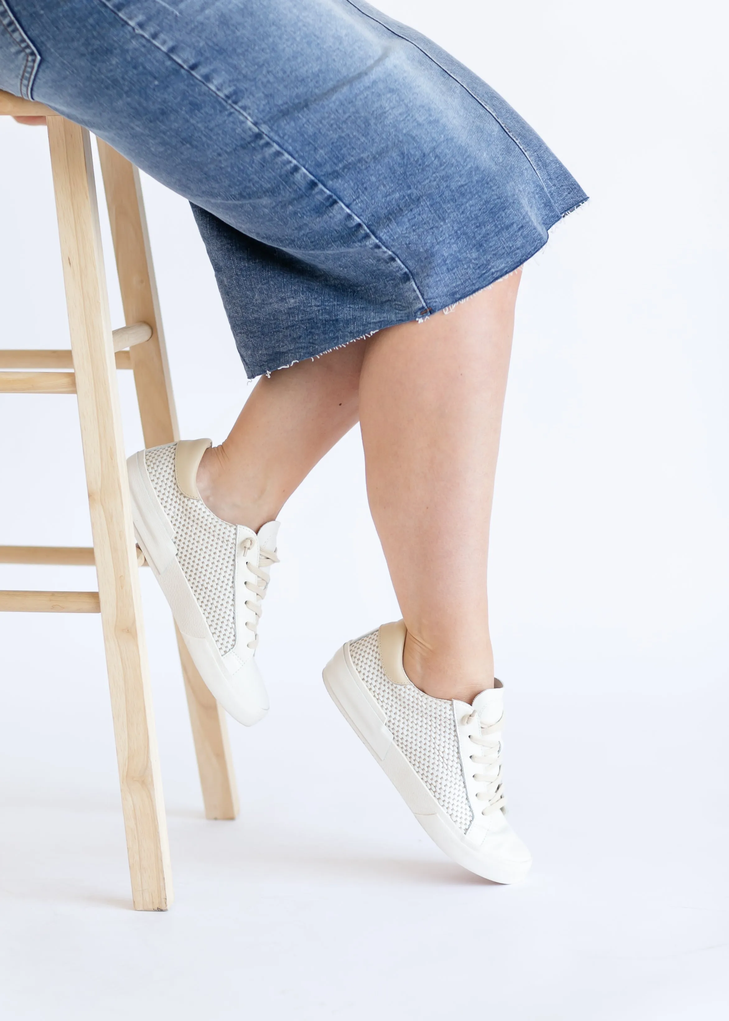 Zina Tan + Cream Raffia Sneaker - FINAL SALE