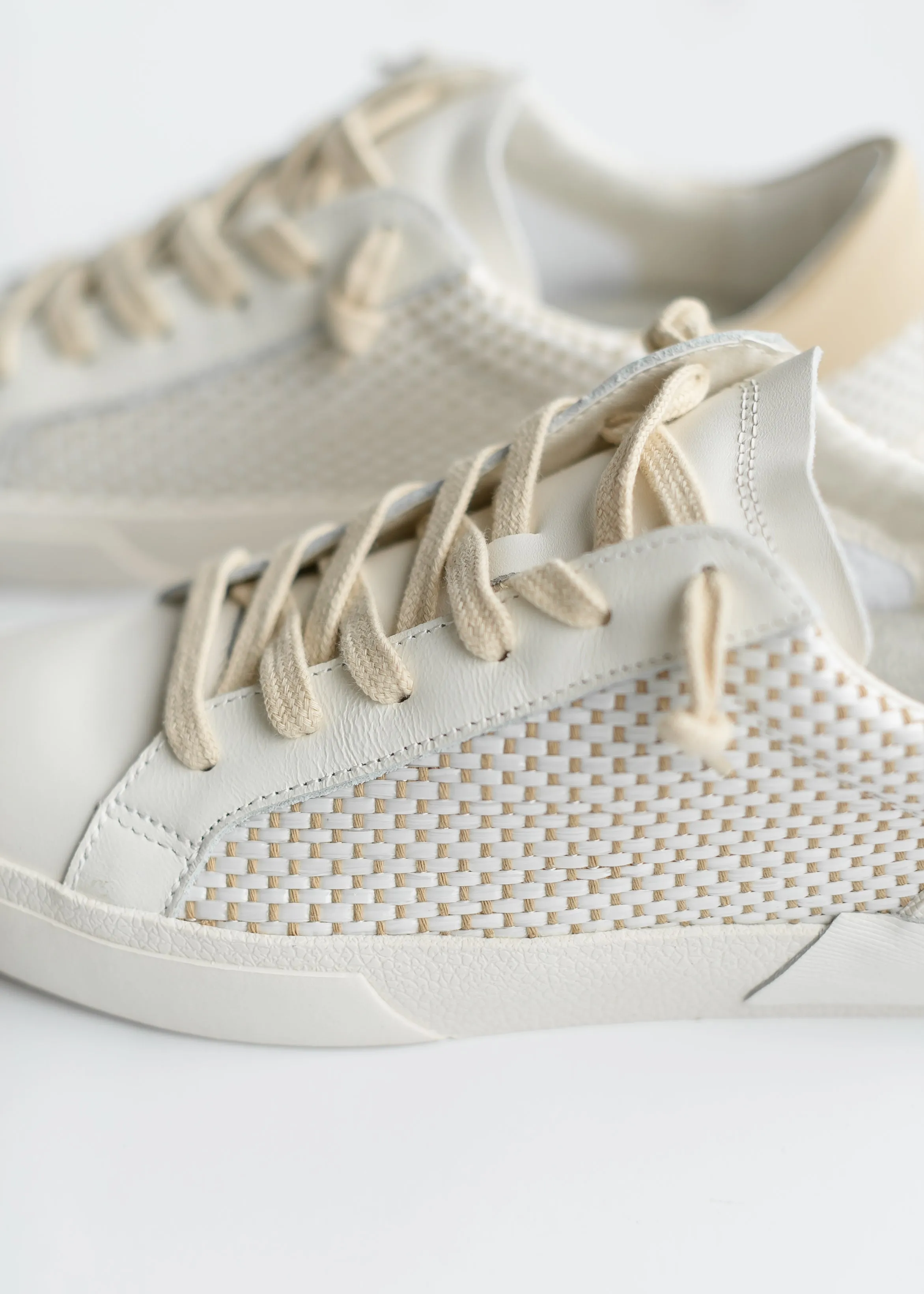 Zina Tan + Cream Raffia Sneaker - FINAL SALE